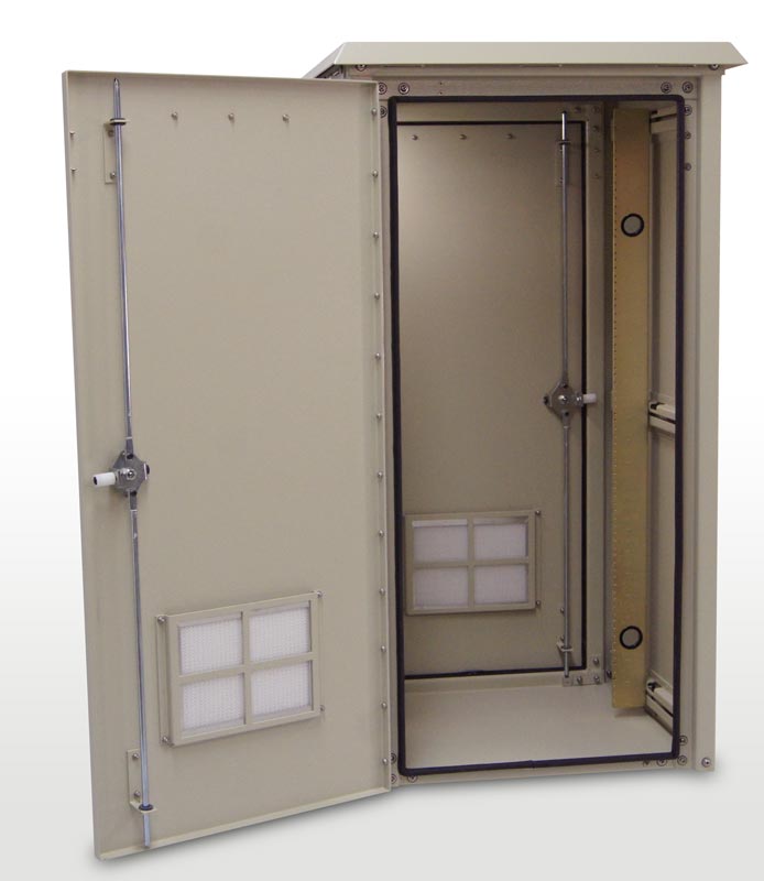 OkSolar.com Outdoor Enclosure 62H x 25W x 34D (33 RU) Nema Outdoor Telecom Enclosures and Cabinets, Pad/Wall/Pole Mountable