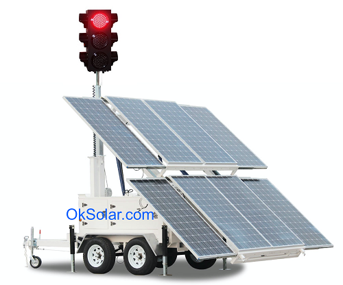 IQTraffiControl.com 4 way Solar Portable Traffic Light Controller Trailer Mounted | Solar 4-way Traffic Light Controller Portable Trailer Mounted