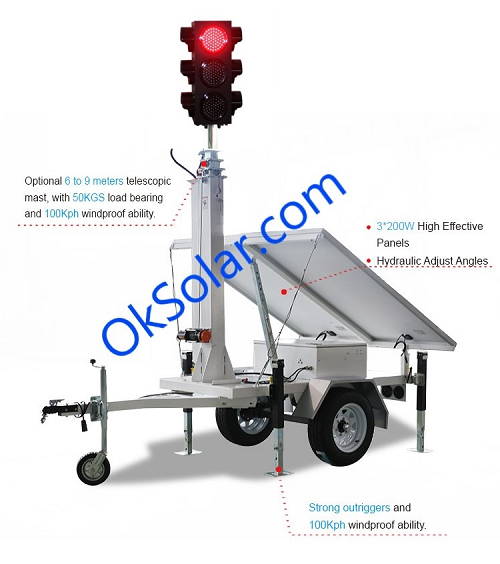 IQTraffiControl.com 4 way Solar Portable Traffic Light Controller Trailer Mounted